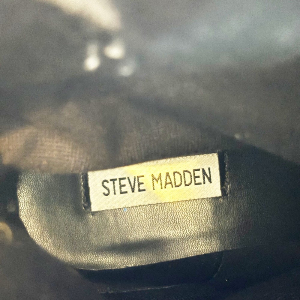Steve Madden Black Leather Moto Harness Platform Lug Sole Boots Womens Size 7M - Picture 9 of 10